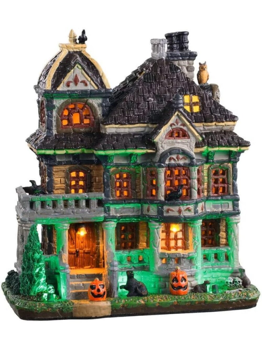 Lighted Haunted House Decor - Grimsbury Spooky Building, Halloween Home Accent